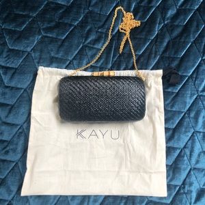 Kayu black clutch bag with bamboo closure